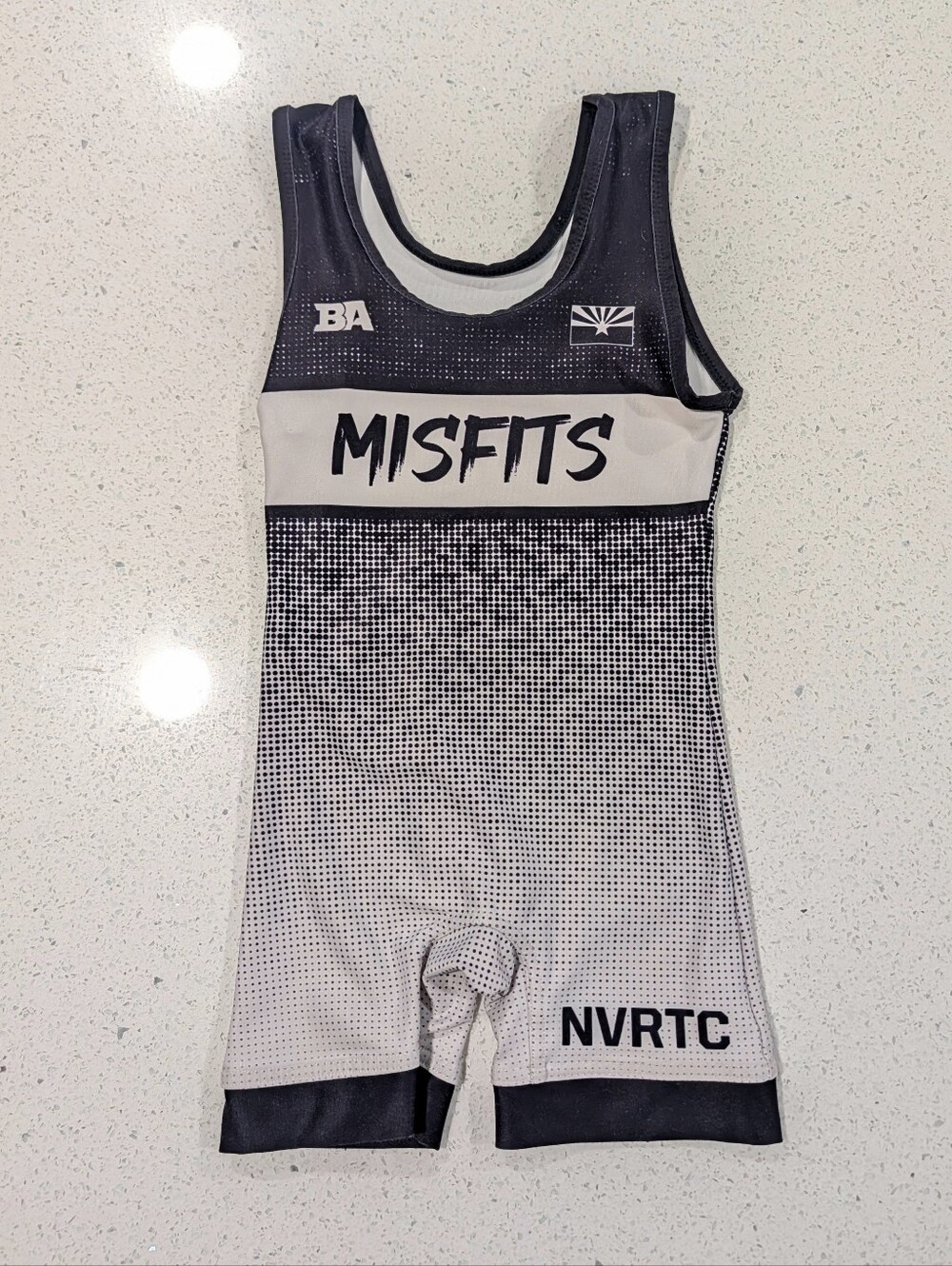 MISFITS Child Small Boy Gymnastics Jersey Wrestling Leotard Shorts Singlet NVRTG